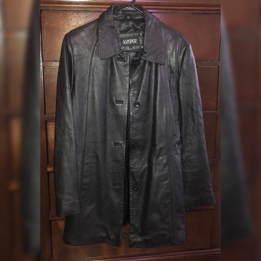 3/4 long leather jacket